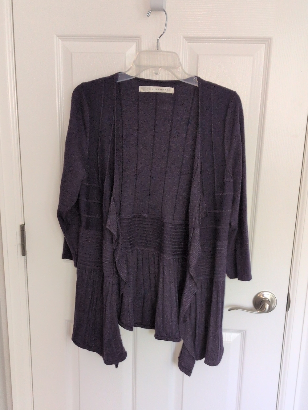 Max Studio Purple Waterfall Cardigan Sweater S/M